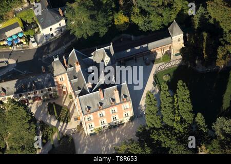 Frankreich, Indre et Loire, Loire Tal als Weltkulturerbe der UNESCO, Amboise, le Clos Lucé ein Amboise (Luftbild) Stockfoto