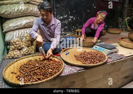 Vietnam, Lao Cai Provinz, Sa Pa Town, kastanie Verkäufer Stockfoto