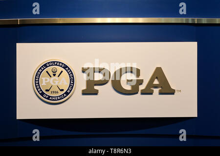 Mai 14, 2019 - Bethpage, New York, United States - Allgemeine Ansicht von Beschilderungen während einer Pressekonferenz auf der 101 PGA Meisterschaft am Bethpage Black. (Bild: © Debby Wong/ZUMA Draht) Stockfoto