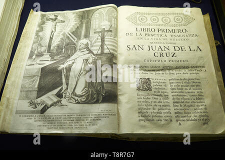 Buch von San Juán de la Cruz. Museum in Úbeda, Jaén, Andaluisa, Spanien. Stockfoto