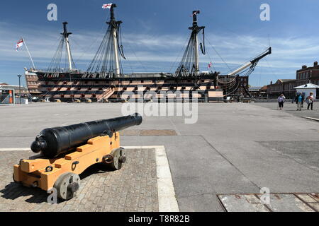 HMS Victory in Portsmouth Historic Dockyard, Großbritannien. Stockfoto