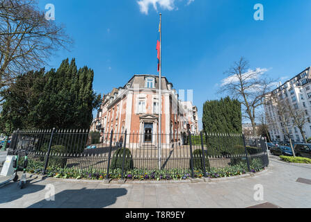 Ixelles, Brüssel/Belgien - 03 30 2019 - Fassade der Botschaft von Venezuela, Franklin Roosevelt Avenue Stockfoto