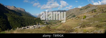 Frankreich, Hautes Alpes, die massiven Grab von Oisans, Panorama von Villar d'Arene und der Hochebene von emparis Stockfoto