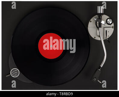 Plattenspieler Vinyl spielen schließen oben mit Nadel auf der Platte. Player mit vinyl Aufzeichnen. Stockfoto