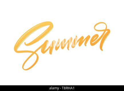 Sommer handschriftliche Pinselstrich Acrylfarbe Schriftzug. Vector Illustration Stock Vektor