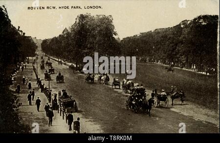 "Rotten Row, Hyde Park, London, Ende des 19. Anfang des 20. Jahrhunderts. Schöpfer: Unbekannt. Stockfoto