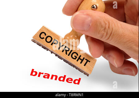 Copyright auf Stempel gedruckt Stockfoto