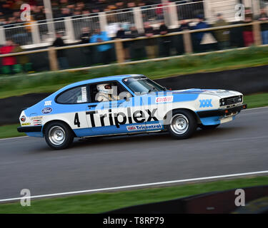 Stuart Caie, Gregor Marshall, Ford Capri III 3 Liter S, Gerry Marshall Trophäe, Gruppe 1 Limousine, 1970 bis 1982, 77 Mitglieder treffen, Goodwood, West Stockfoto