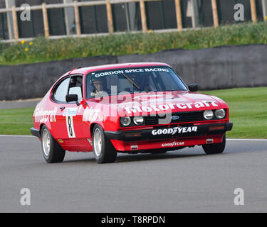 Mike Whitaker, Mike Jordan, Ford Capri III 3 Liter S, Gerry Marshall Trophäe, Gruppe 1 Limousine, 1970 bis 1982, 77 Mitglieder treffen, Goodwood, West S Stockfoto