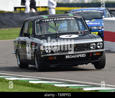 Marino Franchitti, Charlie März, Triumph Dolomite Sprint, Gerry Marshall Trophäe, Gruppe 1 Limousine, 1970 bis 1982, 77 Mitglieder treffen, Goodwood, W Stockfoto