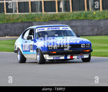 Ric Holz, Nicolas Minassian, Ford Capri III 3 Liter S, Gerry Marshall Trophäe, Gruppe 1 Limousine, 1970 bis 1982, 77 Mitglieder treffen, Goodwood, West Stockfoto