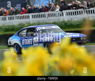 Ric Holz, Nicolas Minassian, Ford Capri III 3 Liter S, Gerry Marshall Trophäe, Gruppe 1 Limousine, 1970 bis 1982, 77 Mitglieder treffen, Goodwood, West Stockfoto