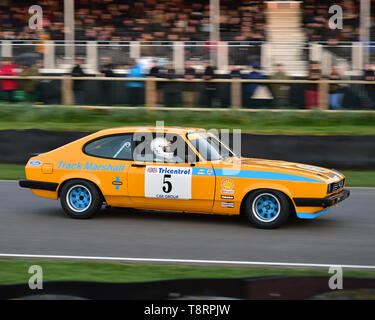 Graham Scarborough, Peter Ratcliff, Ford Capri III 3 Liter S, Gerry Marshall Trophäe, Gruppe 1 Limousine, 1970 bis 1982, 77 Mitglieder treffen, Goodwood Stockfoto