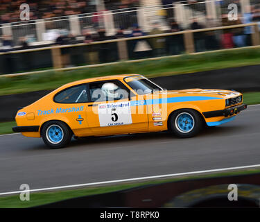 Graham Scarborough, Peter Ratcliff, Ford Capri III 3 Liter S, Gerry Marshall Trophäe, Gruppe 1 Limousine, 1970 bis 1982, 77 Mitglieder treffen, Goodwood Stockfoto