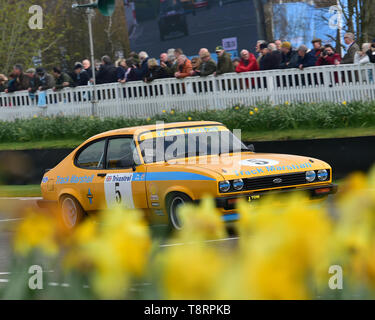 Graham Scarborough, Peter Ratcliff, Ford Capri III 3 Liter S, Gerry Marshall Trophäe, Gruppe 1 Limousine, 1970 bis 1982, 77 Mitglieder treffen, Goodwood Stockfoto