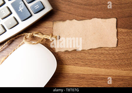 Zerrissene buch Markierung auf dem Rechner. Platz kopieren Stockfoto