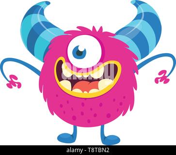 Überrascht cute Cartoon Monster Symbol. Vektor monster Maskottchen. Halloween Design für Emblem oder Aufkleber Stock Vektor