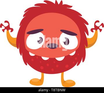 Beängstigend Cartoon Monster. Vektor Halloween rote Monster Abbildung Stock Vektor