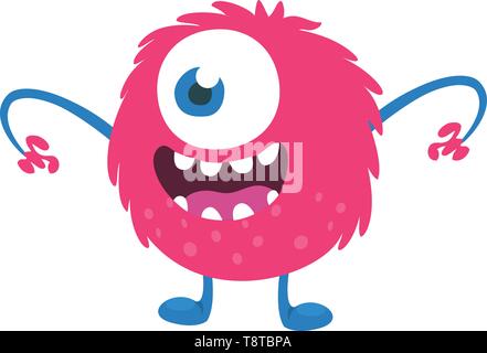 Überrascht cute Cartoon Monster Symbol. Vektor monster Maskottchen. Halloween Design für Emblem oder Aufkleber Stock Vektor