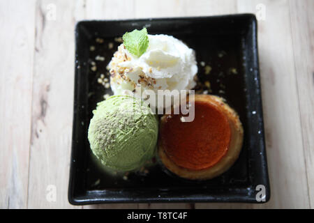 Grüner Tee Pudding Stockfoto