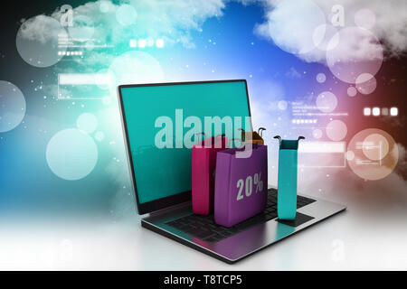 Online shopping Konzept mit Laptop Stockfoto