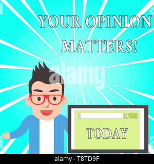 Text Zeichen anzeigen Ihre Meinung zählt. Business Foto Text zeigen Sie nicht mit etwas, was gerade gesagt wurde, Stockfoto