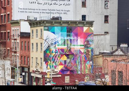 Mutter Teresa und Gandhi Wandbild von Eduardo Kobra in New York Citty Stockfoto