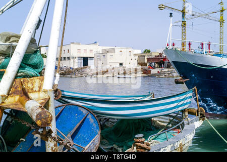 Algerische angeln Schiffe, Mazara del Vallo, Sizilien, Italien Stockfoto