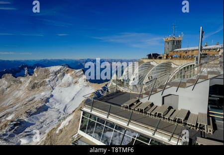 Münchner Haus auf der Zugspitze, Garmisch-Partenkirchen, Wettersteingebirge, Werdenfelser Land, Oberbayern, Bayern, Deutschland Stockfoto