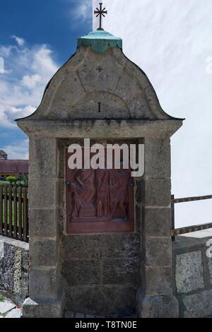 Relief des Bildhauers Georg Kemper, 1880-1948, ist Jesus Christus gequält, Kreuzweg I, Mittelehrenbach, Oberfranken, Bayern, Deutschland Stockfoto