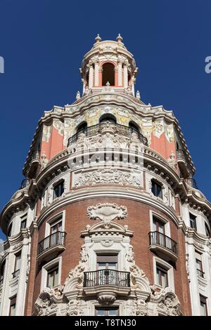 Splendid neo-barocken Gebäude der Banco de Valencia, Valencia, Spanien Stockfoto