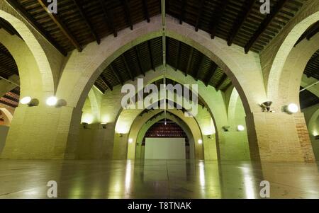 Gotische Gewölbe, Innenansicht, werft Hallen aus dem 14. Jahrhundert, Drassanes del Grau, Las del Grao, Valencia, Spanien Atarazanas Stockfoto