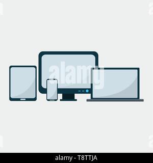 Smartphone computer Laptop oder Tab Pad für responsive Design Vector Illustration Stock Vektor