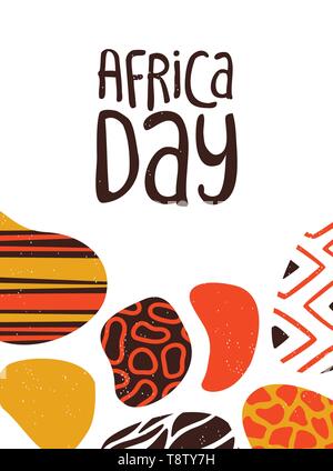 Glückliches Afrika Tag Grußkarte Abbildung mit traditionellen Hand gezeichnete Kunst für afrikanische Freiheit Urlaub. Stock Vektor