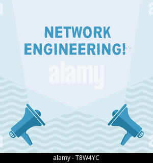 Handschrift Text schreiben Network Engineering. Konzeptionelle Foto betreffenden Gebiet mit Internetworking service Anforderung leer Doppel Spotlight Crisscr Stockfoto