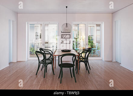 Moderne Esszimmer Interieur. 3D-rendering Design Stockfoto