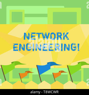 Handschrift Text schreiben Network Engineering. Konzeptionelle foto Feld mit Internetworking service Anforderung leer Solid bunte Wimpel S besorgt Stockfoto