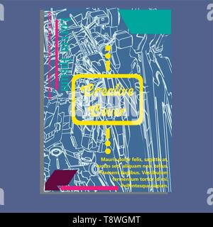 Vector Illustration. Mecha heilige Geometrie. Für t-shirt, Poster, Aufkleber. Linienstil an. - Vektor Stock Vektor