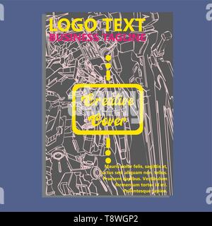 Vector Illustration. Mecha heilige Geometrie. Für t-shirt, Poster, Aufkleber. Linienstil an. - Vektor Stock Vektor