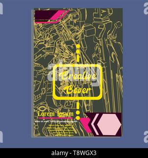 Vector Illustration. Mecha heilige Geometrie. Für t-shirt, Poster, Aufkleber. Linienstil an. - Vektor Stock Vektor