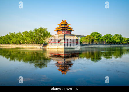 Ecke Turm an der Verbotenen Stadt, Peking, China Stockfoto