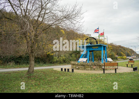 Mining Memorial Wheel, North Wales Stockfoto