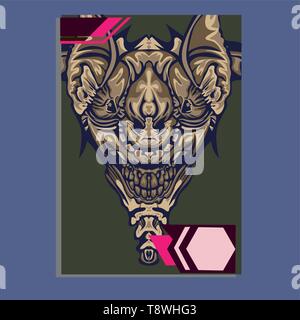 Vector Illustration. Mecha heilige Geometrie. Für t-shirt, Poster, Aufkleber. Linienstil an. - Vektor Stock Vektor