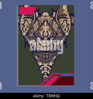 Vector Illustration. Mecha heilige Geometrie. Für t-shirt, Poster, Aufkleber. Linienstil an. - Vektor Stock Vektor