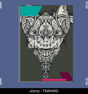 Vector Illustration. Mecha heilige Geometrie. Für t-shirt, Poster, Aufkleber. Linienstil an. - Vektor Stock Vektor