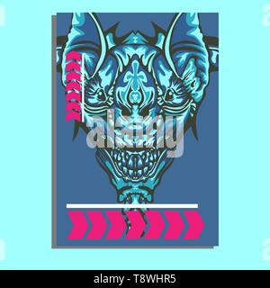 Vector Illustration. Mecha heilige Geometrie. Für t-shirt, Poster, Aufkleber. Linienstil an. - Vektor Stock Vektor