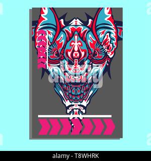 Vector Illustration. Mecha heilige Geometrie. Für t-shirt, Poster, Aufkleber. Linienstil an. - Vektor Stock Vektor