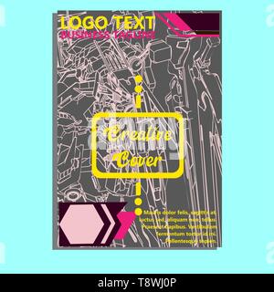 Vector Illustration. Mecha heilige Geometrie. Für t-shirt, Poster, Aufkleber. Linienstil an. - Vektor Stock Vektor