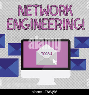 Handschrift Text schreiben Network Engineering. Konzeptionelle foto Feld mit Internetworking service Anforderung Öffnen Farbe Umschlag innen Com besorgt Stockfoto