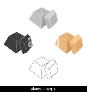 Boxing, Umhüllung, Fall, und anderes Symbol in Cartoon, schwarze Art.-Box, Container, Paket Symbole in Sammlung Stock Vektor